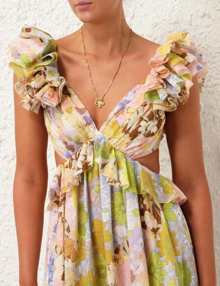 Zimmermann Pop Ruffle Sleeve Midi Dress - ShopStyle