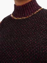 Thumbnail for your product : Versace Chain-embellished High-neck Boucle Tank Top - Dark Purple