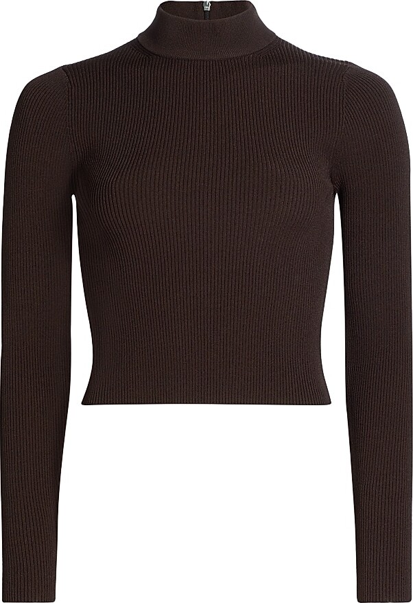 MICHAEL Michael Kors Women's Ribbed Crop Sweater - Chocolate - Size Large