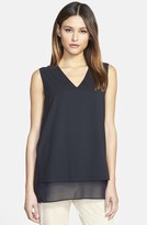 Thumbnail for your product : Lafayette 148 New York 'City' Mixed Media V-Neck Top