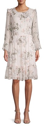 Calvin Klein Floral-Print Chiffon Dress - ShopStyle