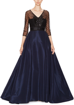 Thumbnail for your product : Carolina Herrera Silk Embellished Lace Sleeve Gown