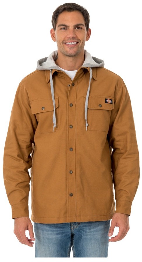 hooded canvas shirt jacket