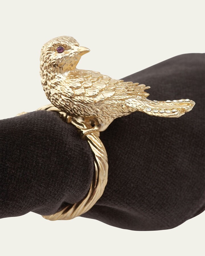 Four "Gold Bird" Napkin Rings