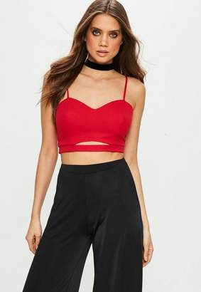 Missguided Red Crepe Cut Out Bralet