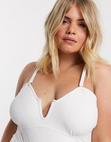 Thumbnail for your product : Vero Moda Curve belted strapless swimsuit in white
