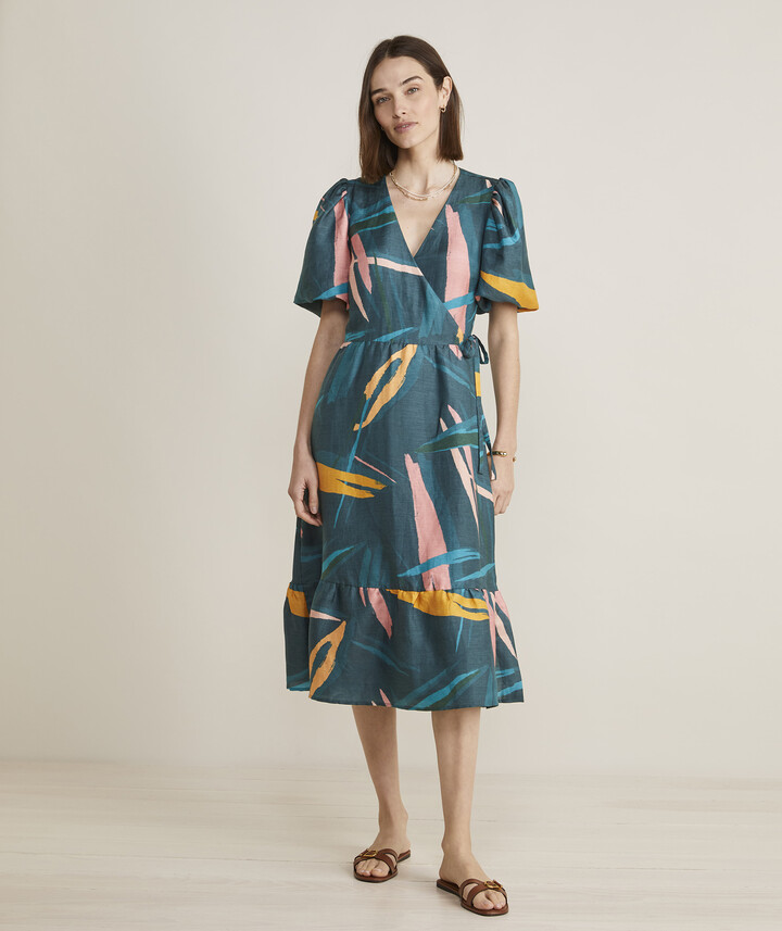 Vineyard Vines Tropical Abstract Midi Wrap Dress ShopStyle