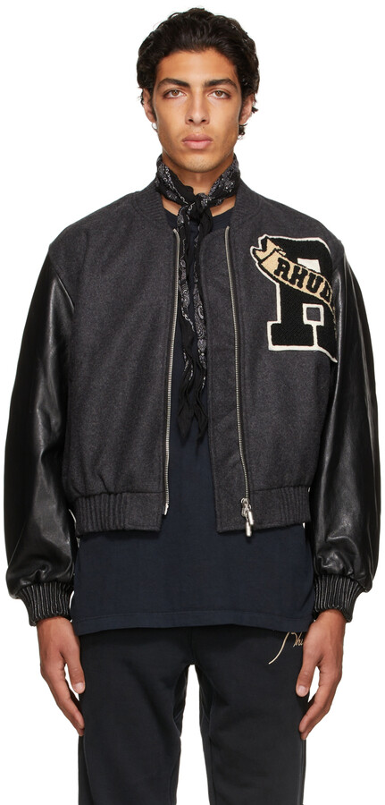 wool varsity bomber jacket