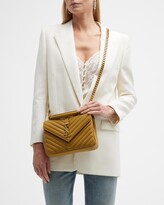 Thumbnail for your product : Saint Laurent College Medium Matelasse Lambskin V-Flap Crossbody Bag with Golden Hardware