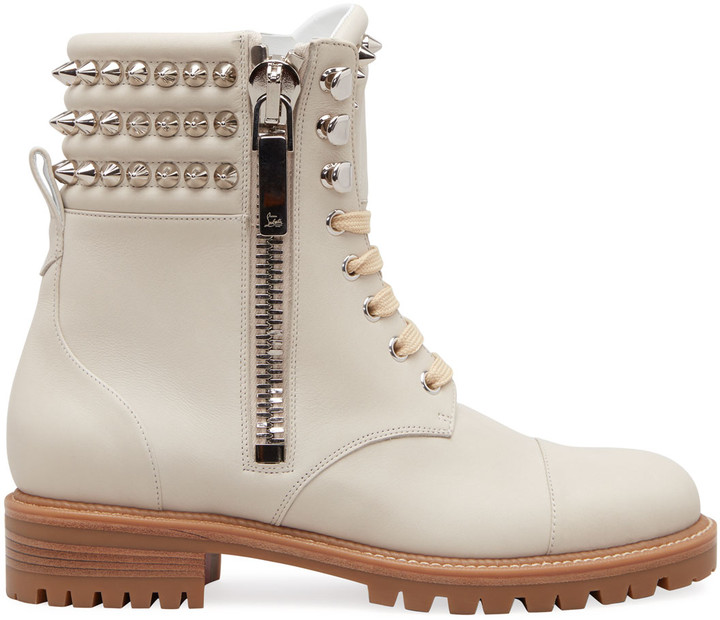 Christian louboutin winter spiked leather combat booties Clearance