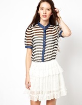 Thumbnail for your product : Traffic People Anchors and Stripes Silk Retro Dress