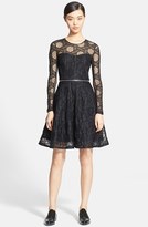Thumbnail for your product : Yigal Azrouel Zip Detail Embroidered Lace Fit & Flare Dress