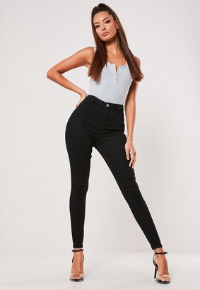Missguided Petite Black High Waisted Belt Loop Skinny Jeans - ShopStyle