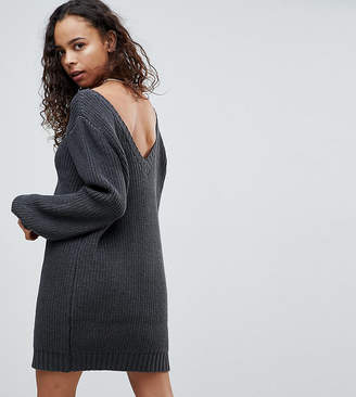 ASOS Petite Chunky Mini Knitted Dress With V Back