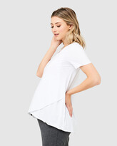 Thumbnail for your product : Ripe Maternity Women's White Short Sleeve Tops - Short Sleeve Raw Edge Nursing Top