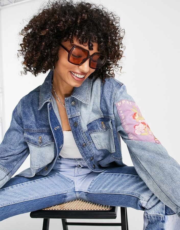 embroidered oversized denim jacket