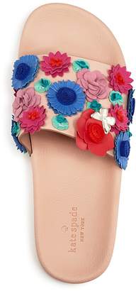 Kate Spade Women's Skye Floral Leather Pool Slide Sandals