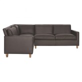 Thumbnail for your product : CHESTER Brown leather right-arm corner sofa, oak stained feet