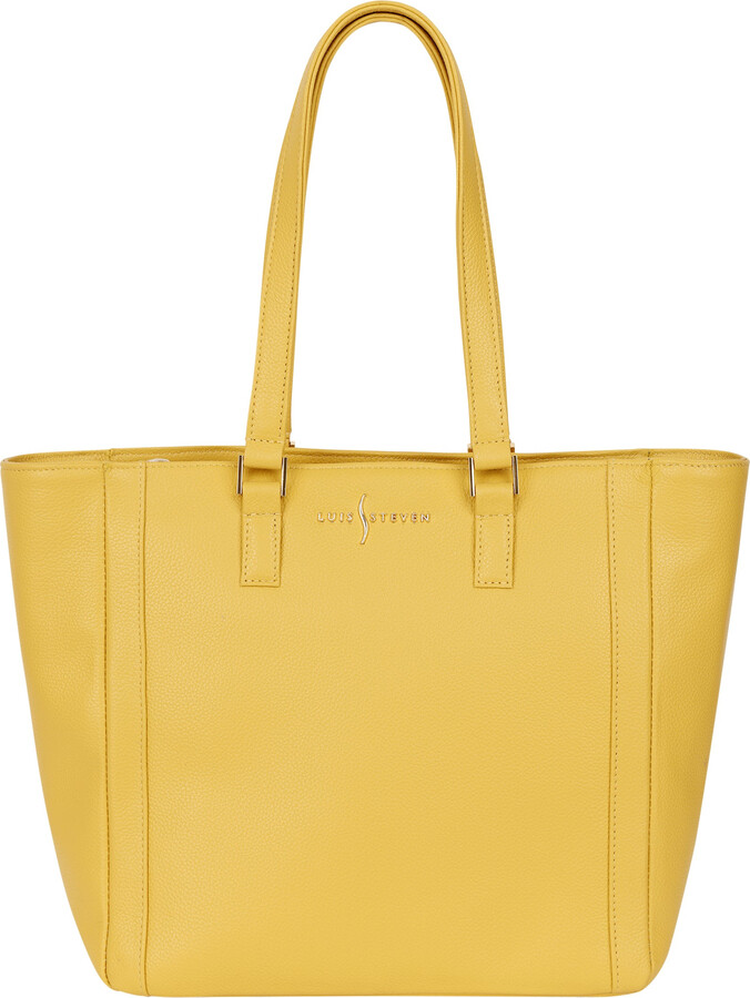Luis Steven Classic Tote - Yellow Pebble Leather
