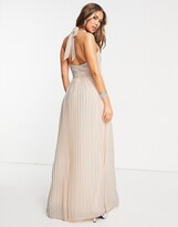 Thumbnail for your product : TFNC Bridesmaid halterneck pleated maxi dress in blush