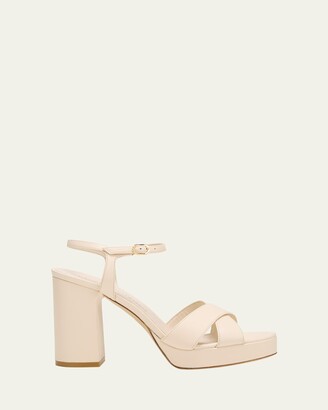 Stuart Weitzman Flareblock - Mirrored Leather T-Sandal