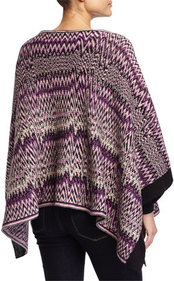 Missoni Knit Zigzag Poncho, Purple/White