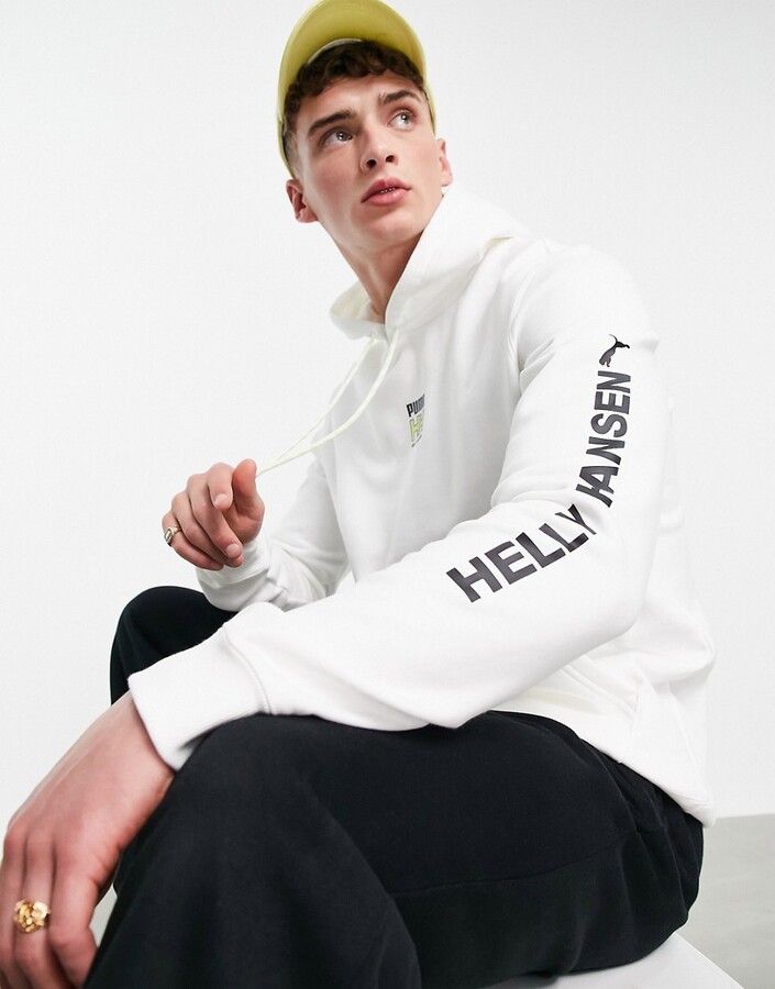 Puma x Helly Hansen hoodie with backprint in white - ShopStyle