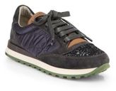 Thumbnail for your product : Brunello Cucinelli Mixed-Media Glitter Runner Sneakers
