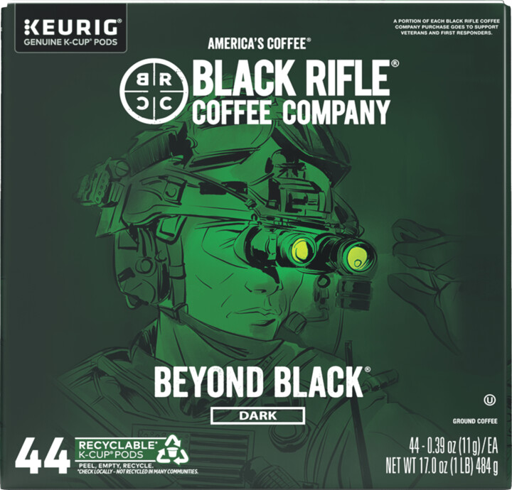 Black Rifle Coffee Company Beyond Black K Cups Pods, Dark Roast, 44 Ct