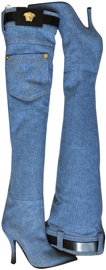 Versace Blue Denim - Jeans Boots - ShopStyle