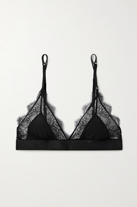 LOVE Stories Love Stretch-jersey And Lace Soft-cup Triangle Bra - Black