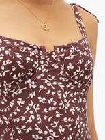 Thumbnail for your product : Ganni Bow-strap Floral-print Swimsuit - Brown Print