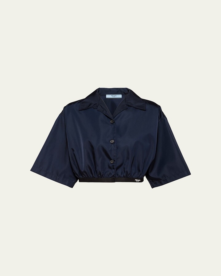 Re-Nylon Crop Collared Top