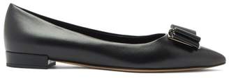 Salvatore Ferragamo Zeri Point-toe Leather Flats - Womens - Black