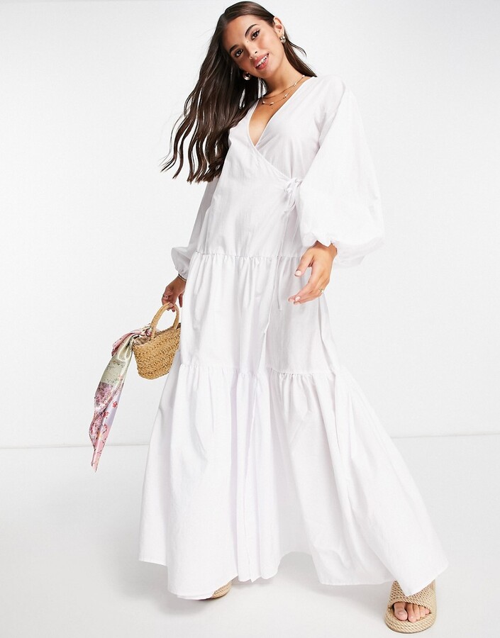 long white casual dress with sleeves