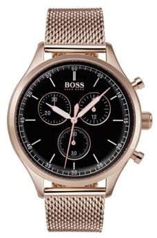 BOSS Companion Chronograph Carnation Gold IP Mesh Bracelet Watch