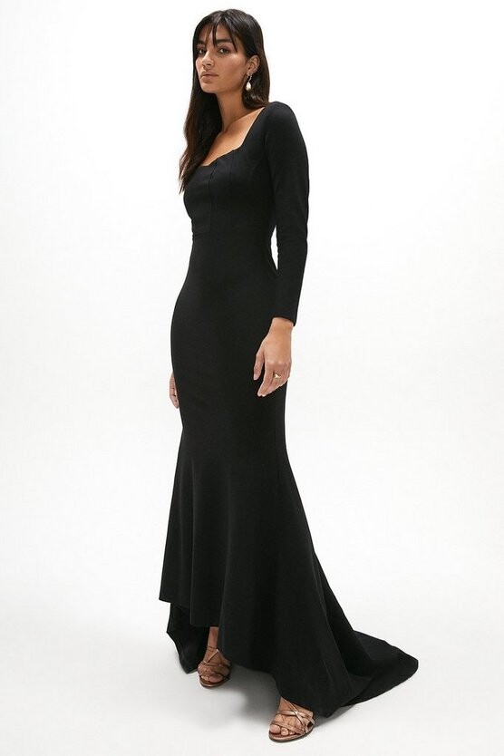 long sleeve black maxi dress