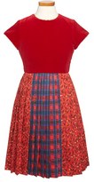 Thumbnail for your product : Oscar de la Renta Velvet & Pleated Silk Party Dress (Toddler Girls, Little Girls & Big Girls)