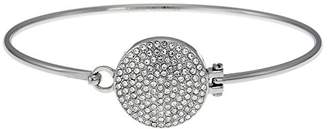 Michael Kors MKJ3892 Silver Tone Bangle Bracelet W Clear Crystals Disc