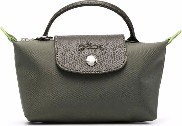 Longchamp Le Pliage leather pouch ShopStyle Satchels & Top Handle Bags