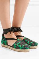 Thumbnail for your product : Erdem Breanna Floral-jacquard Espadrilles - Green