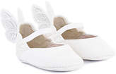 Thumbnail for your product : Sophia Webster Chiara Tonal Embroidered Leather Butterfly-Wing Flats, Baby
