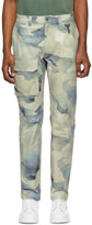 Thumbnail for your product : Reese Cooper Green Linen Watercolor Camouflage Cargo Pants