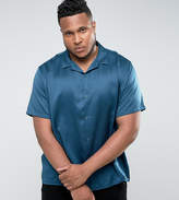 Thumbnail for your product : ASOS Plus Oversized Sateen Shirt With Revere Collar In Teal