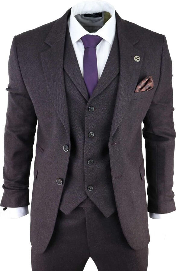 Infinity Leather Piece Tweed Herringbone Suit Peaky Blinders