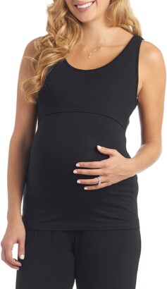 Everly Grey Womens Aaliyah Maternity and Nursing Lace Detail Long Sleeve Top