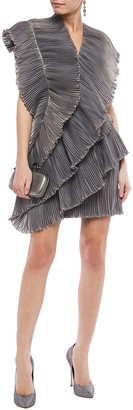 Lanvin Draped Plisse-organza Mini Dress