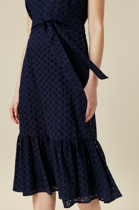 Wallis Navy Embroidery Lace Midi Dress