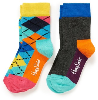 Happy Socks Argyle colourblock kids socks 2-pair pack