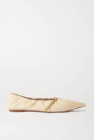 Thumbnail for your product : PORTE & PAIRE Chain-embellished Leather Point-toe Flats
